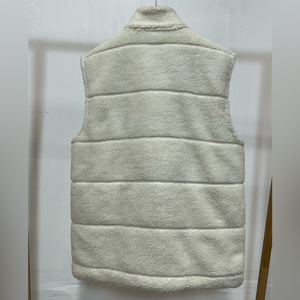 Banana Republic Cream/Off White & Grey Sherpa Vest View 2